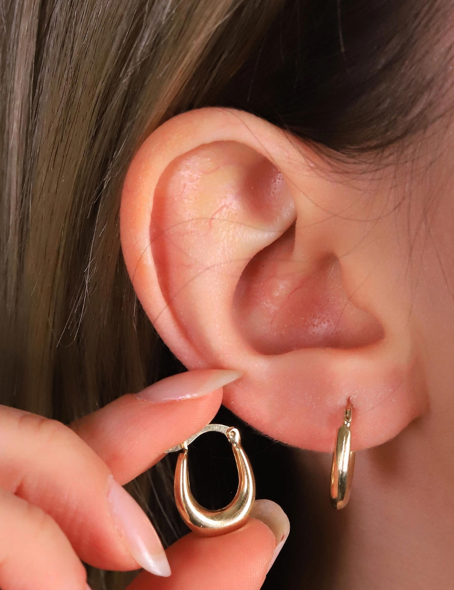 14 Ayar Altın Süzme Kesim Halka Küpe resmi