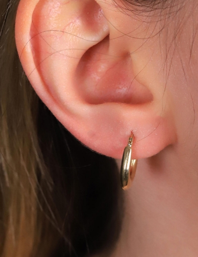 14 Ayar Altın Süzme Kesim Halka Küpe resmi