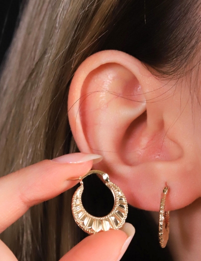 14 Ayar Altın Dilim Halka Küpe resmi