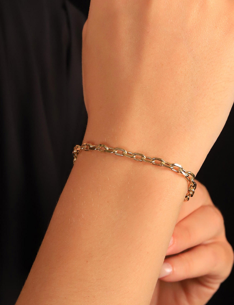 14 Ayar Altın Sıkı Oval Ataç Bileklik resmi