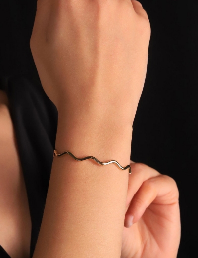 14 Ayar Altın Zigzag Düz Bileklik resmi