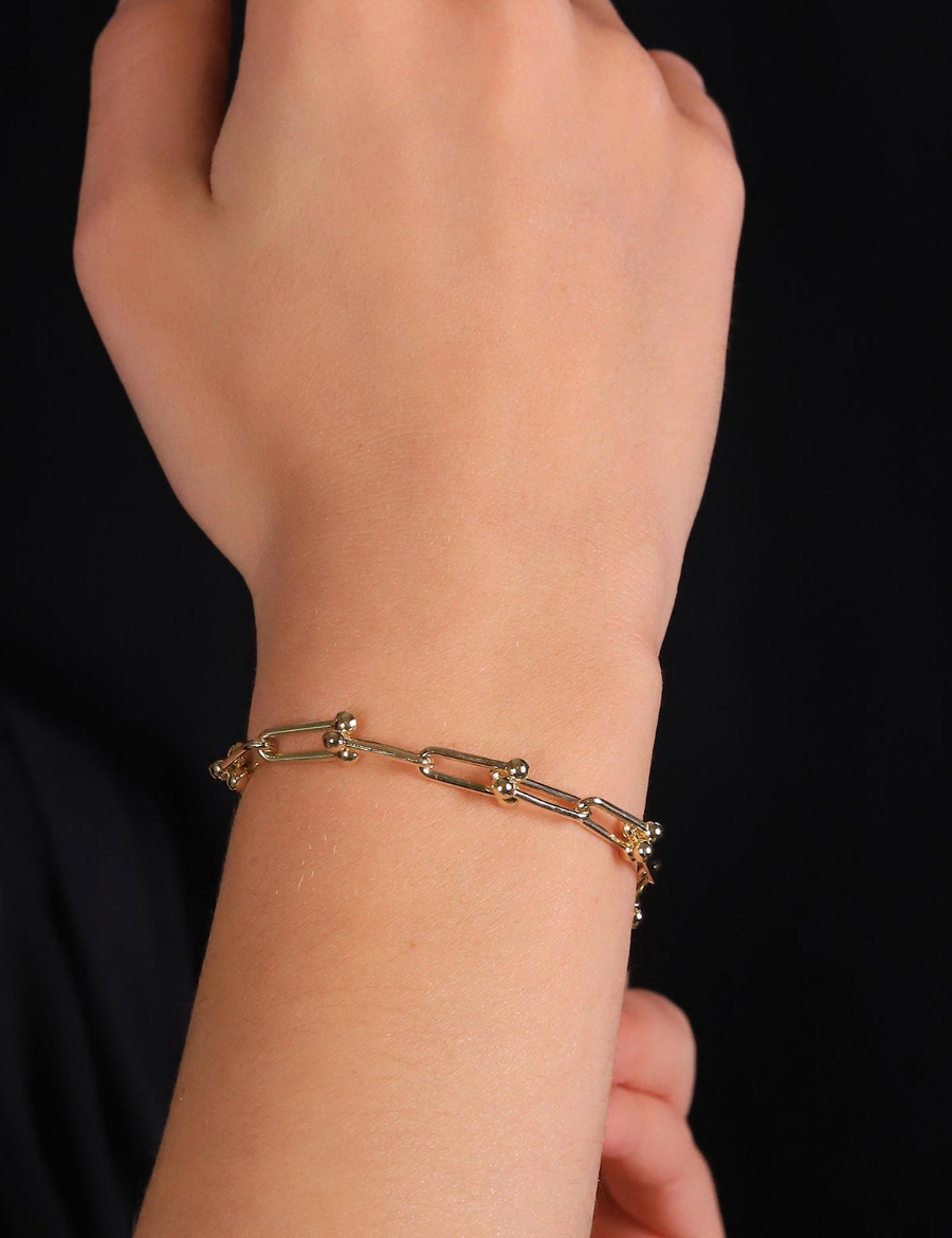 14 Ayar Altın Toplu Tasarım Ataç Bileklik resmi