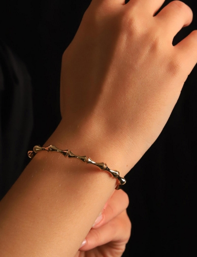 14 Ayar Altın kemik Desenli Bileklik resmi