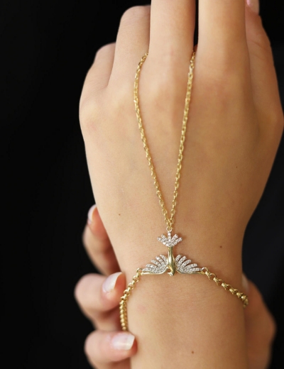 14 Ayar Altın Anka Kuşlu Şahmeran resmi