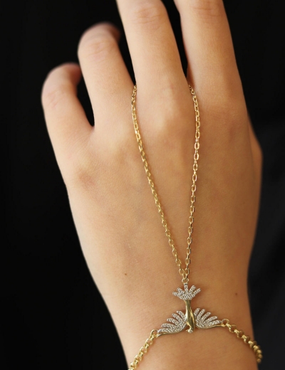 14 Ayar Altın Anka Kuşlu Şahmeran resmi