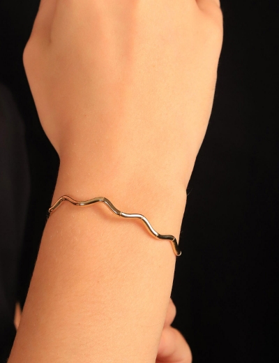 14 Ayar Altın Zigzag Düz Bileklik resmi