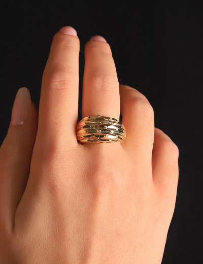 14 Ayar Altın Kalemli İtalyan Tasarım Yüzük resmi