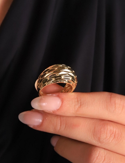 14 Ayar Altın Kalemli İtalyan Tasarım Yüzük resmi