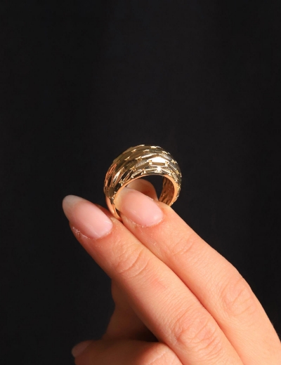 14 Ayar Altın Kalemli İtalyan Tasarım Yüzük resmi
