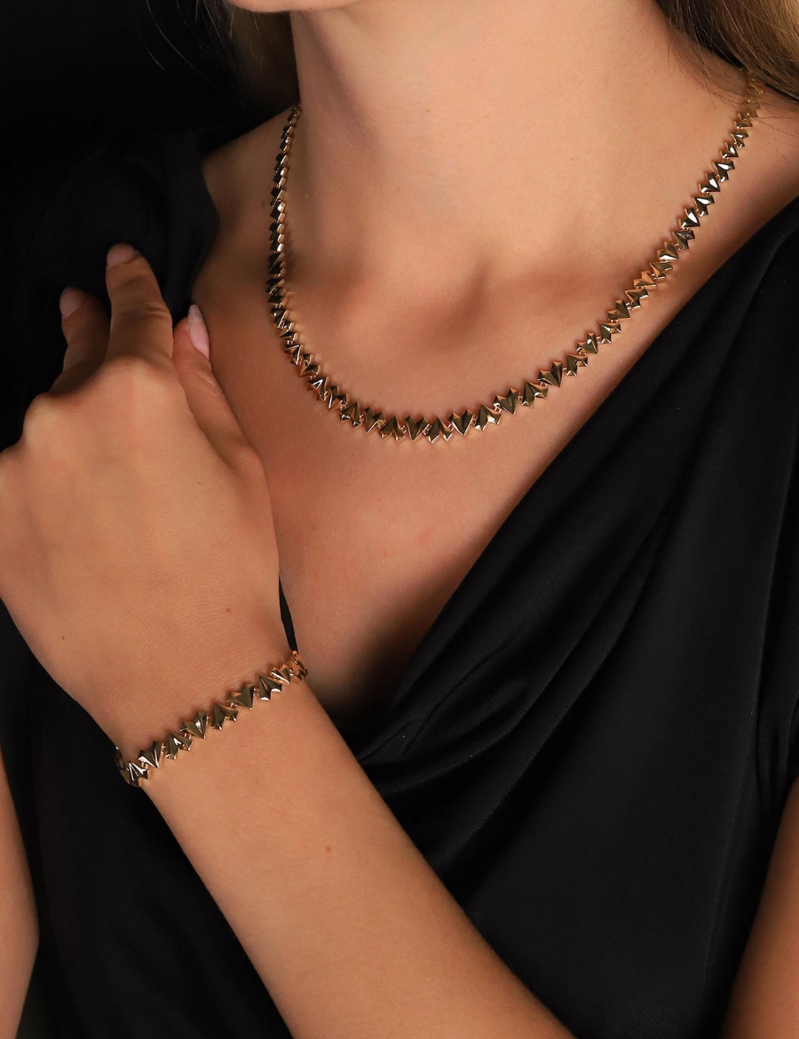 14 Ayar Altın Tasarım Badem Set resmi