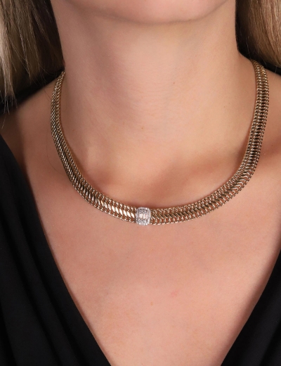 14 Ayar Altın Bagetli Kırkayak Set resmi