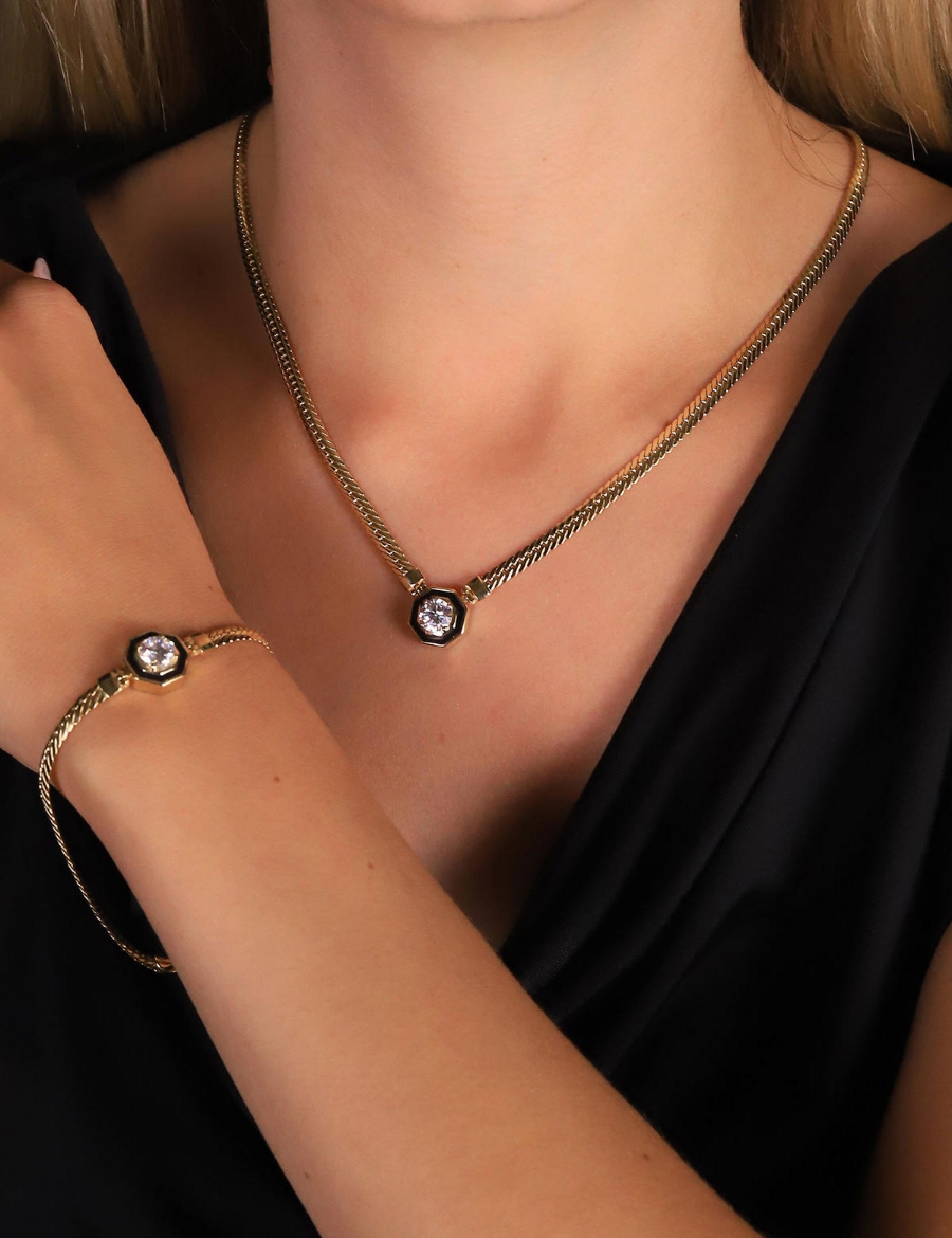 14 Ayar Altın Mineli Baget Set resmi