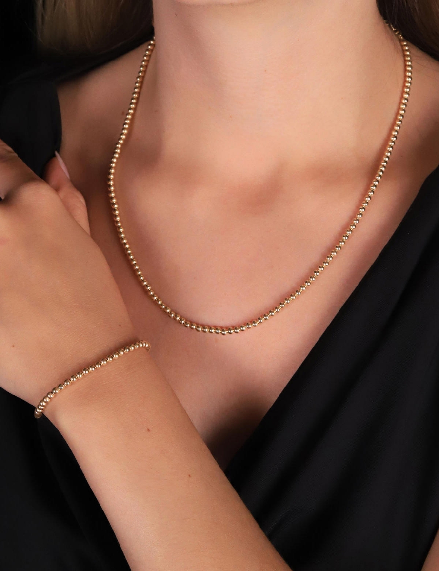 14 Ayar Altın Top Zincirli Set resmi