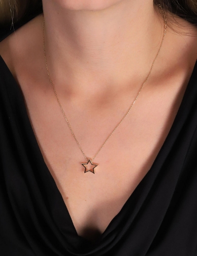 14 Ayar Altın Yıldız Kolye resmi