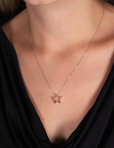 14 Ayar Altın Yıldız Kolye resmi