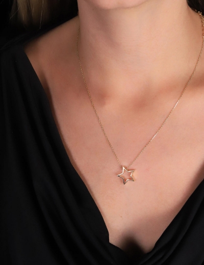 14 Ayar Altın Yıldız Kolye resmi