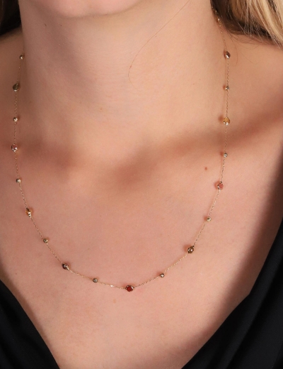 14 Ayar Altın Dorikalı Renkli Kolye resmi