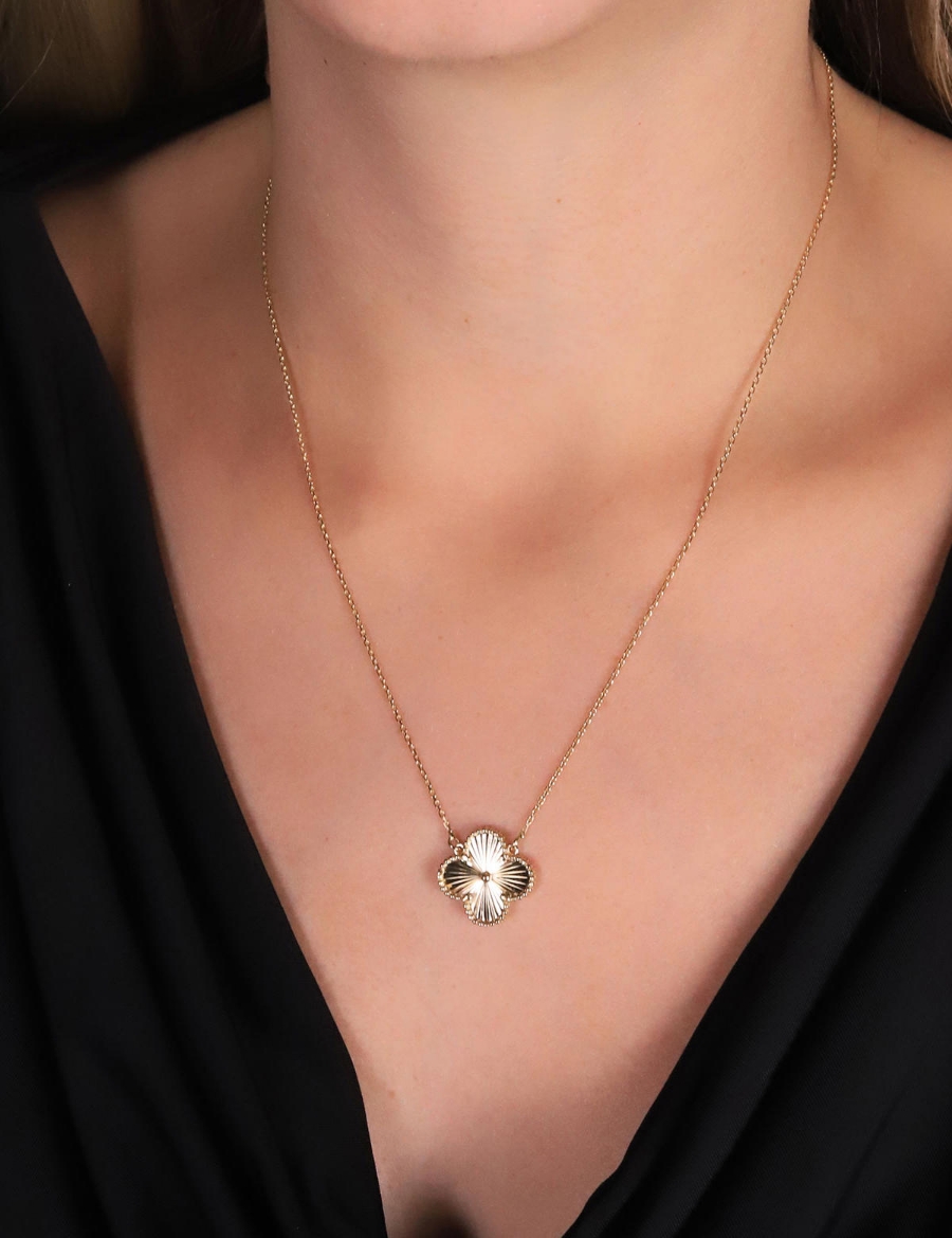 14 Ayar Altın İtalyan Yonca Kolye resmi