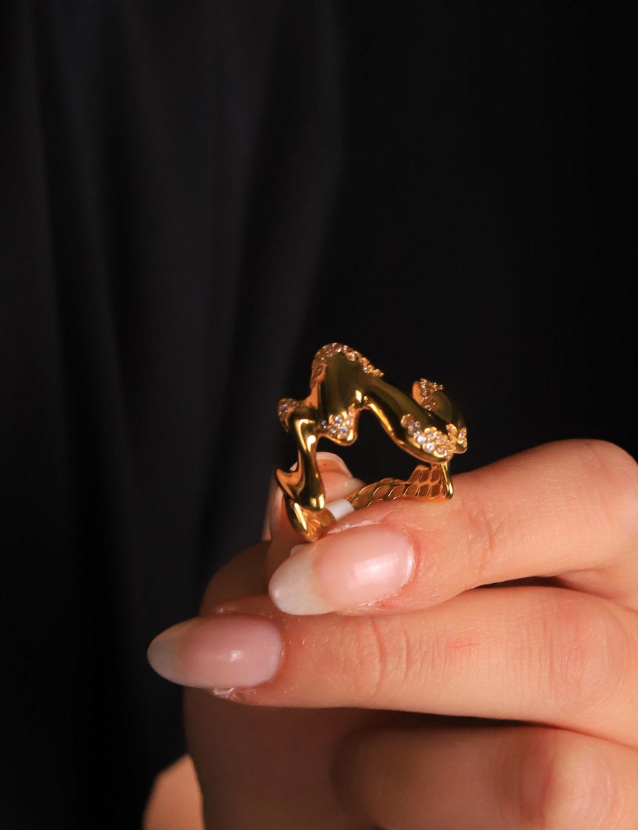 22 Ayar Altın Zigzag İtalyan Yüzük resmi