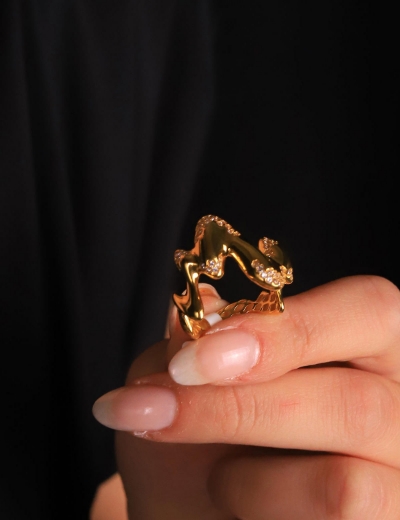 22 Ayar Altın Zigzag İtalyan Yüzük resmi