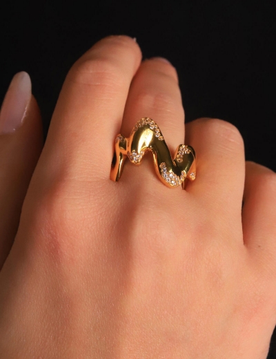 22 Ayar Altın Zigzag İtalyan Yüzük resmi