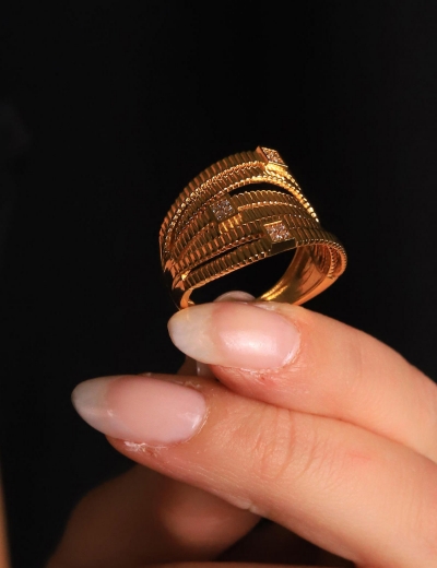 22 Ayar Altın Özel Kalem 6 Sıra Tasarım Yüzük resmi