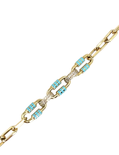 14 Ayar Altın Mavi Mineli Tasarım Bileklik resmi