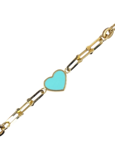 14 Ayar Altın Mavi Mineli Kalp bileklik resmi