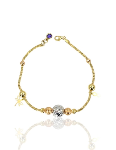 14 Ayar Altın Kristal Top Dorika Bileklik resmi