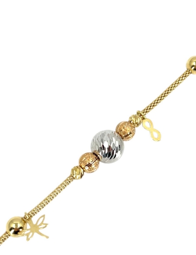 14 Ayar Altın Kristal Top Dorika Bileklik resmi