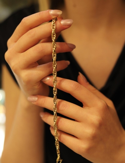 14 Ayar Altın Burmalı Ataç Bileklik resmi