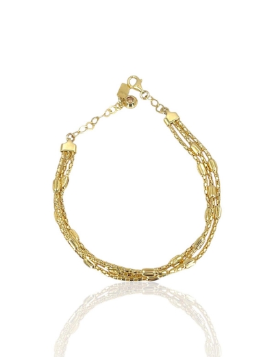 14 Ayar Altın 3 Sıra Hasır Dorikalı Bileklik resmi