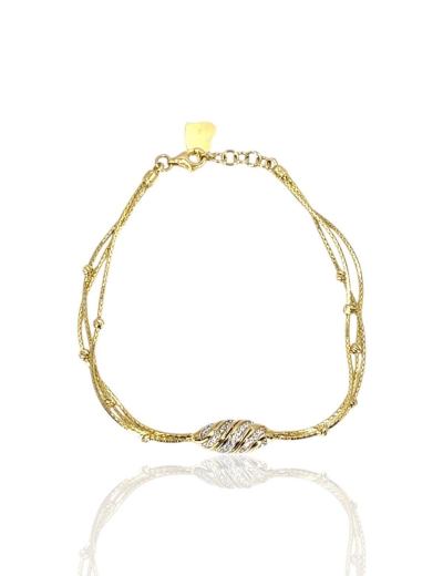 14 Ayar Altın Çift Hasır Zincirli Bileklik resmi