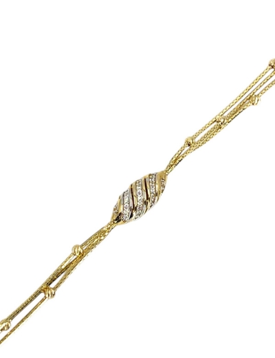 14 Ayar Altın Çift Hasır Zincirli Bileklik resmi