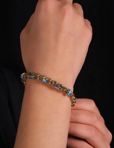 14 Ayar Altın Mavi Mineli Doc Bileklik resmi