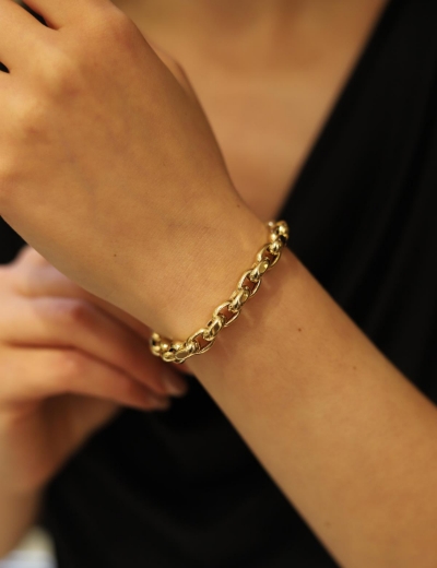 14 Ayar Altın Basık Ataç Bileklik resmi