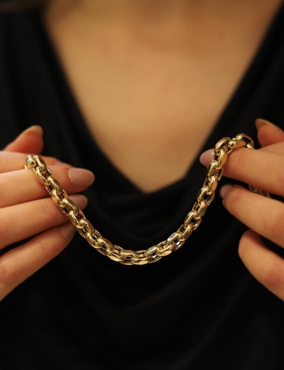 14 Ayar Altın Basık Ataç Bileklik resmi