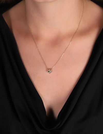 14 Ayar Altın Minimal Yonca Kolye