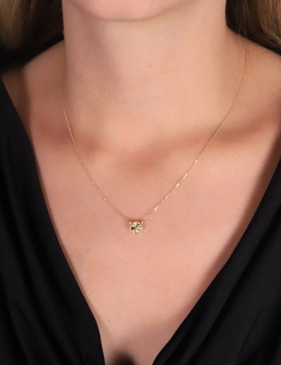 14 Ayar Altın Minimal Yonca Kolye resmi