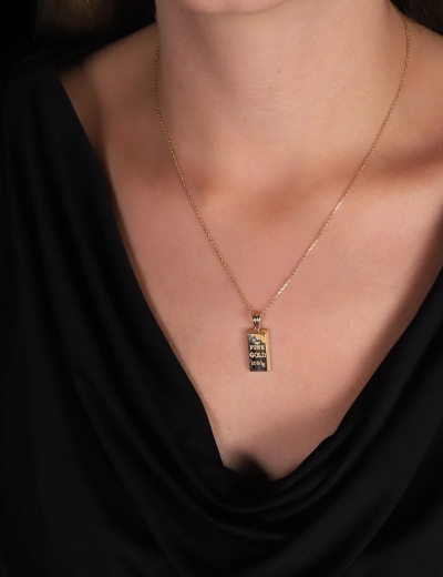 14 Ayar Altın Külçe Kolye resmi