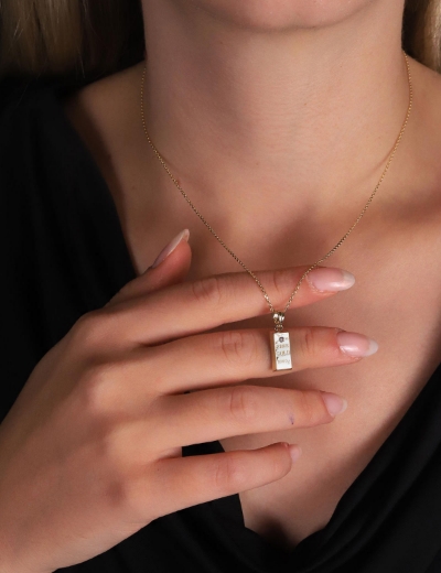 14 Ayar Altın Külçe Kolye resmi