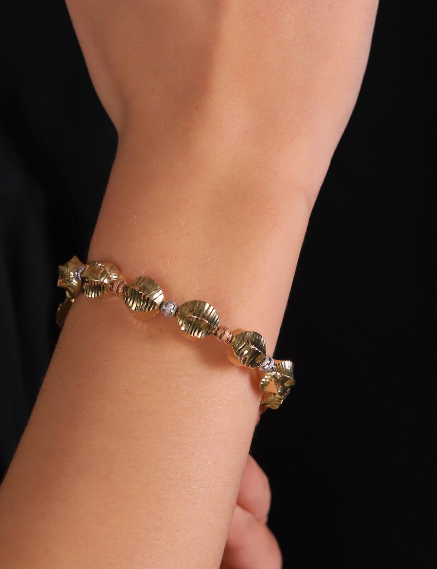 14 Ayar Altın Özel Tasarım 3 Renk Bileklik resmi