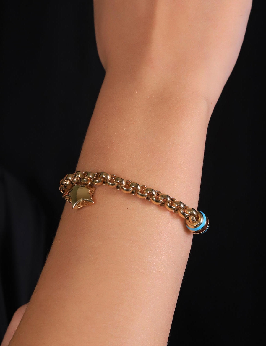 14 Ayar Altın Doch Zincirli Yıldız Charmlı Bileklik resmi