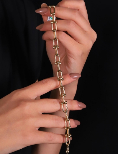 14 Ayar Altın Kalın Toplu Ataç Bileklik resmi