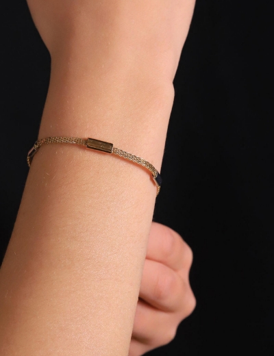 14 Ayar Altın Hasır Tek Sıra Bileklik resmi