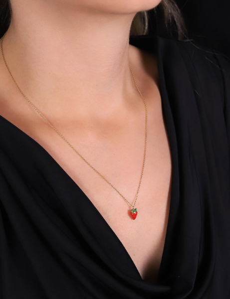 14 Ayar Altın Çilek Kolye için detayları göster 14 Ayar Altın Çilek Kolye resmi