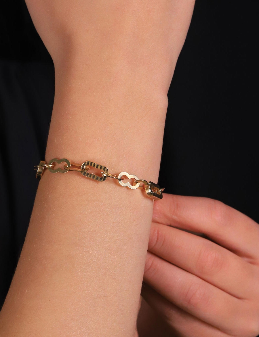 14 Ayar Altın Kesme Ataç Bileklik resmi