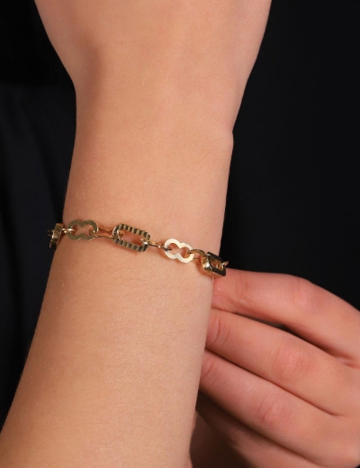 14 Ayar Altın Kesme Ataç Bileklik resmi