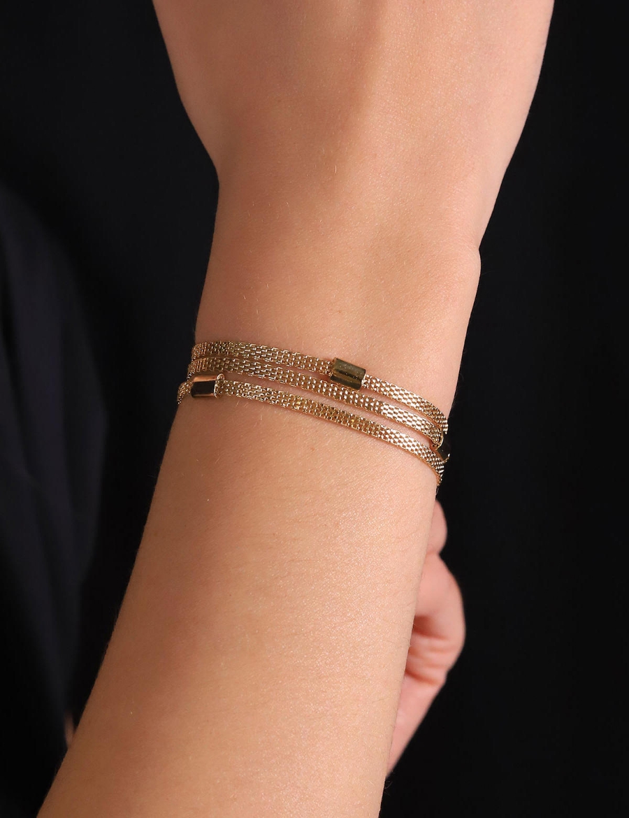 14 Ayar Altın 3 Sıra Hasır Bileklik resmi