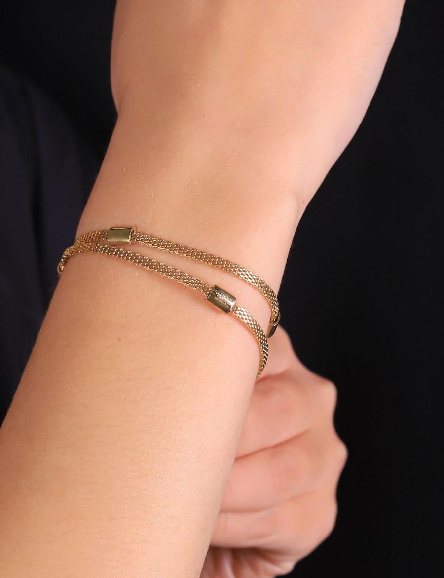 14 Ayar Altın 2 Sıra Hasır Bileklik resmi